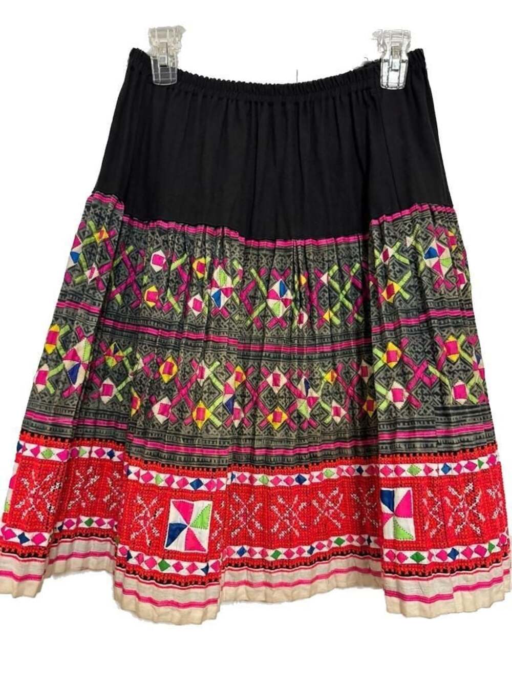 Vintage Hmong Hill Tribe Embroidered Pleated Skirt
